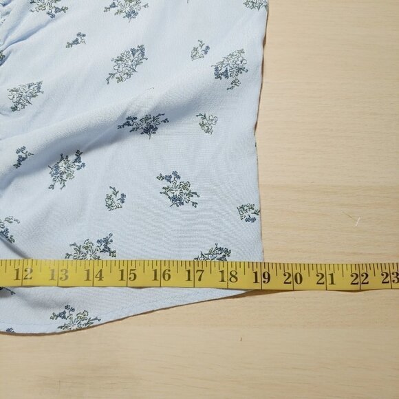 NWT MANGO Light Blue Floral Ruched Spaghetti Strap Camisole - Picture 7 of 10